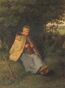 jean-francois millet Woman knitting (san19) oil painting